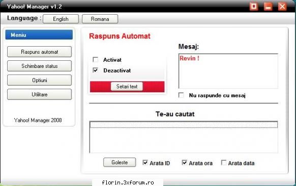 despre program :
- programul este un utilitar destinat yahoo! messenger :
- raspuns automat
-